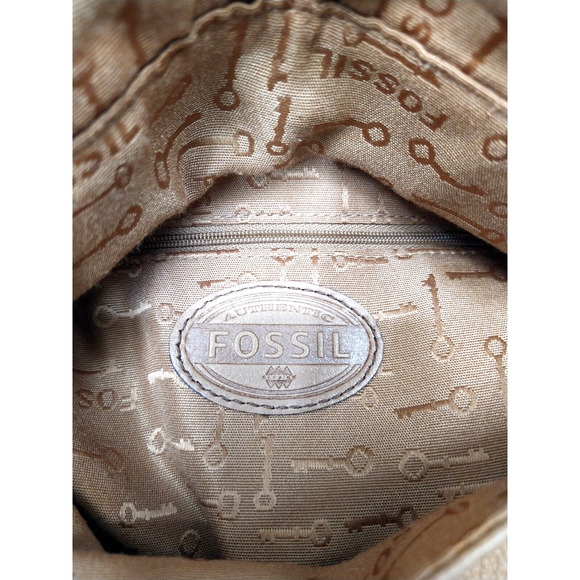 Fossil Brown Pebbled Leather Pocket Crossbody Shoulder Bag - Picture 12 of 12